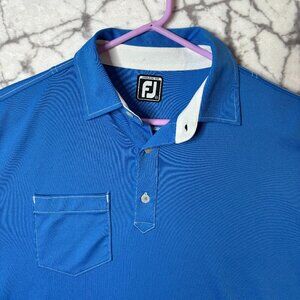 FOOTJOY Golf Polo Shirt Men's XXL Royal Blue White Stitching Tennis Pickleball